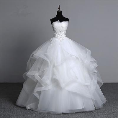 China New Design Dry Cleaning Tulle Ruffles Retro Wedding Dress Pettiskirt Sequin Beaded Ball Gown Underskirt for sale