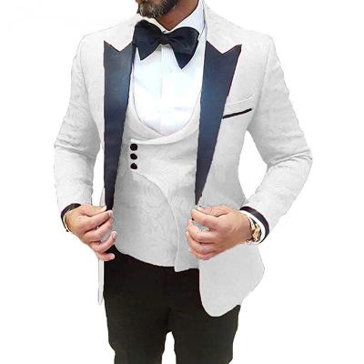 China Latest Fashion Anti-Wrinkle Design Men's Suits Groom Suits Slim Fit Male Wedding Tuxedos Formal Party Pattern Black Business 3 PCs for sale