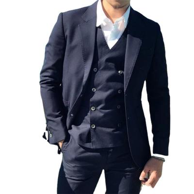 China Breathable Handsome Groomsmen Two Buttons Groom Tuxedos Notch Lapel Men Suits Wedding Prom Dinner Male Blazer (Jacket+Pants+Vest) for sale