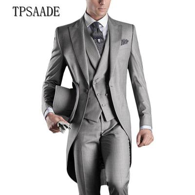 China Breathable Fashion Wholesale Custom Design Lapel Peaks One Button Simple Mens Groom Wedding Suit WF097 for sale