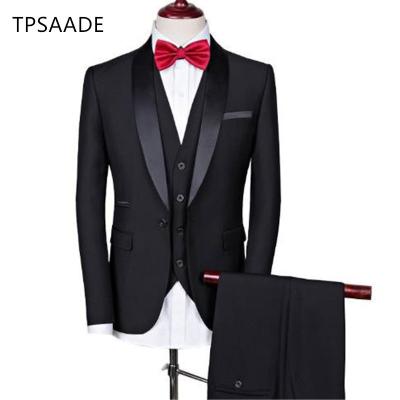 China Breathable Black Wedding Groom Tuxedos One Button Casual Suit For Men 3 Pieces WPY027 for sale