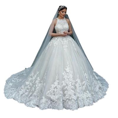 China Dry Cleaning Best Selling Luxury Bridal Lace Wedding Dress Ball Gown For Bride Custom Made for sale