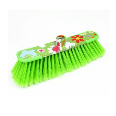 China Sustainable High Quality Printing Plastic Flower Broom Sweeping Brush Soft Cleaning Brush for sale