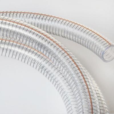 China Customized Anti-static Water Supply Spiral Braided PVC Steel Wire Hose Stainless Electrical Wire Clear Transparent Flexible Hose for sale