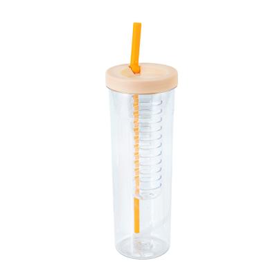 China Durable High Quality Plastic Durable Fruit Infuser Water Bottle With Unique Leak Proof Sealed Cup for sale