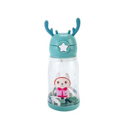 China Custom Logo High Quality Durable 600ml Sustainable With Straw Water Bottle Kids Plastic Water Bottle For Kids for sale