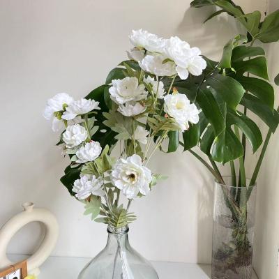 China 2022 New Design 6 Head Natural Fake Hibiscus Flower Artificial Touch Flower Colorful Wedding Decoration Flower for sale