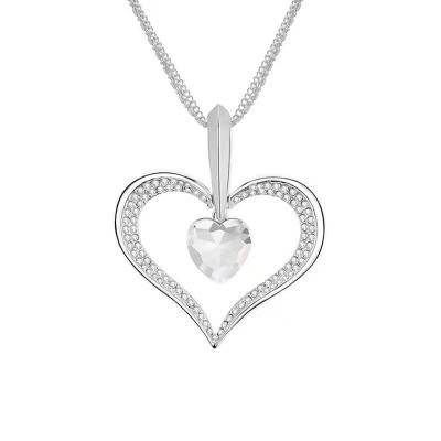 China New Design Layer Chain Jewelry Multi Heart Environmental Friendly Silver Sensitive Zircon Diamond Lover Simple Stone Necklace For Woman for sale