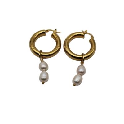 China Environmental Friendly New Arrival Real Pearl Dangle Earrings Freshwater Chunky Hoop Earrings Pearl Drop Earrings for sale