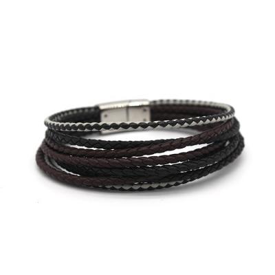 China Lead Stainless Steel Jewelry Men's Bracelet Leather Vintage Handmade Braided Bracelets Bangles for sale