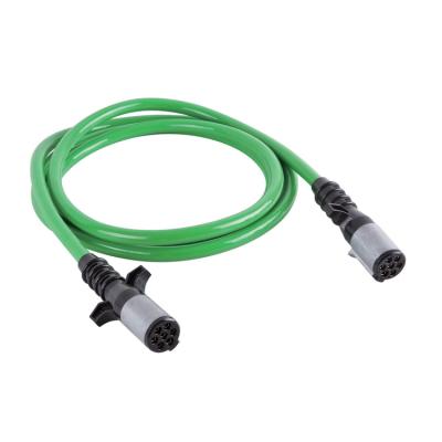 China Commercial Vehicles 7 Way Straight ABS Green Coiled Trailer Electric Cable Assembly With Female Plug for sale