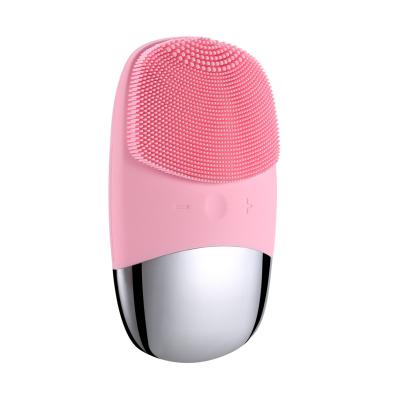 China Private Label DEEP CLEANSING Blue 3 in 1 Sonic Vibration Silicon Facial Cleansing Brush for sale