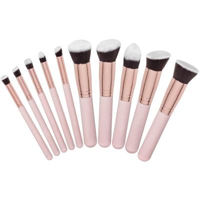 China Angular Blush Private Label 10pcs Rose Gold Makeup Brush Set With Highly Rated for sale