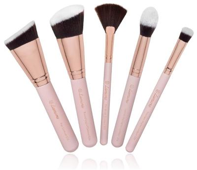 China Angular Blush Private Label 5pcs Rose Gold Makeup Brush Set With High Quality for sale