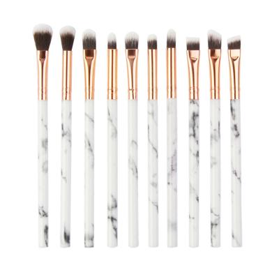 China Angular Blush 10pcs Private Label Marble Makeup Brush Set With PVC Bag for sale