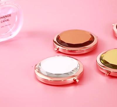 China Pocket Mirror Custom Logo Crystal Candy Colors Small Private Pocket Makeup Mirror for sale