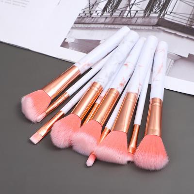 China Angular Blush Wholesale 10 Pieces Marble Makeup Brushes Custom Makeup Brush Set Private Label for sale