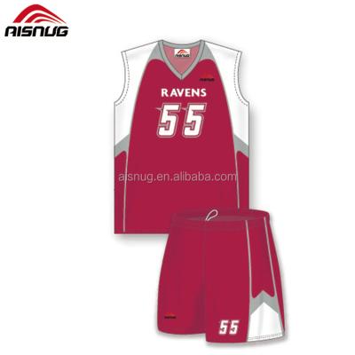 China Breathable sublimation printed best design basketball wicking design color red basketball singlet uniform custom for sale