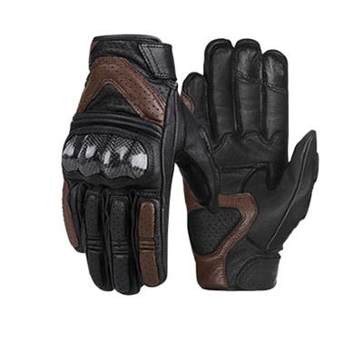 China Full Finger Riding Gloves Men Retro Cruiser Leather Protective Motorcycle Knuckle Protection Racing Offroad Gloves for sale