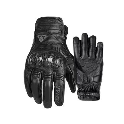 China Vemar Retro Goatskin Leather Motocross Gloves Summer MTB Biker Full Finger Motorcycle Riding Gloves Full Finger Riding Cycling Gloves For Women Men for sale