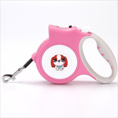 China Hot Selling Reflective Led Light Up Pet Running Lead Retractable Dog Leash With Flashlight for sale