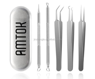 China Acne Treatment 5 in 1 Blackhead Remover Tool Kit Blemish Kit Acne Pimple Extractor Remover Set PR-013 for sale