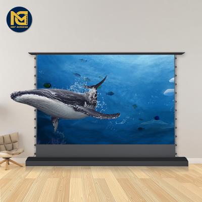 China Electric floor risng screen MGFscreens 110 Inch Long Tag Throw ALR Stand Screen Electric Folding Voltage Obsidian Screen with Long Throw Projector Screen for sale