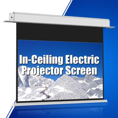 China Recessed in ceiling high quality electric projection screen large, 120 inch, 16:9, up projector screen motorized screen for sale