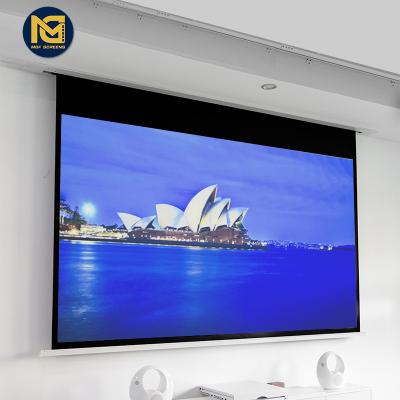 China Recessed in ceiling recessed ceiling projector screen electric alr motorized projector screen projection screens for home theater for sale