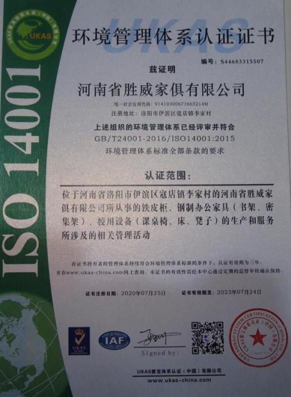 ISO14001 - Henan Shengwei Furniture Co., Ltd.