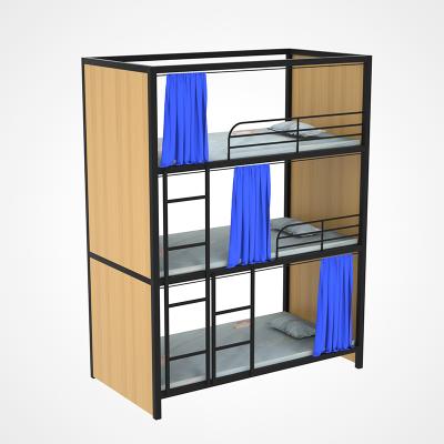 China Modern Hotel 3 Person Use Steel Bed Metal Triple Bunk Bed With Low Price for sale