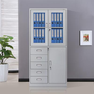 China (Other)Adjustable Glass Door Metal Filing Cabinet Office Document Storage Cabinet with 5 Drawers for sale