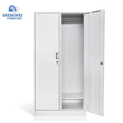 China (Customized other) 2 Door Adjustable Hang Down Clothes Hanging On Steel Wardrobe Locker Cabinet With 2 Lock for sale