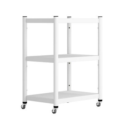 China Modern Kitchen Metal Round Tube Cart Mobile Home 3 Layers Rack Shelf Storage On Casters for sale