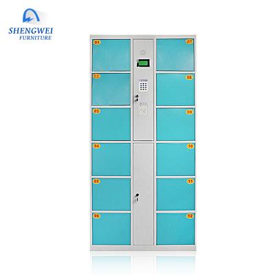 China Cheap Smart Electronic Storage Cabinet Design Metal Dinner Market Supermarket Steel Parcel Locker With Barcode Lock for sale