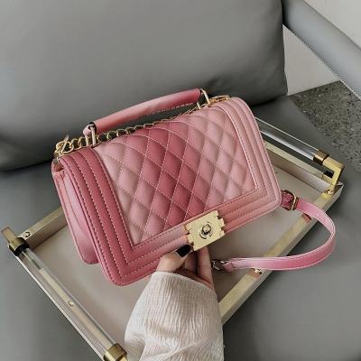 China Hot Selling Gradient Ramp Women Bag NEW Fashion Lady Handbag PU Leather Cross - Body Shoulder Bag Messenger Chain Bag for sale