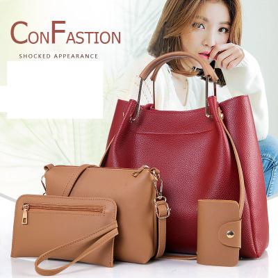 China ENGLAND STYLE wholesale colors 4 pieces set handbags for girls wallet ladies peers women PU shoulder bag for sale