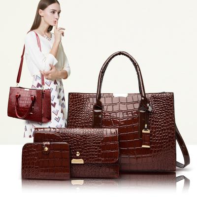 China Lady New Lady Set Bags Crocodile Pattern PU Women Shoulder Bag Messenger Bags Large Capacity Leather Handbags for sale