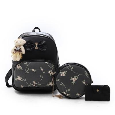 China Fashion Women's Backpack PU Fashion PU Leather Backpack Set 3 Pcs In 1 For Ladies for sale