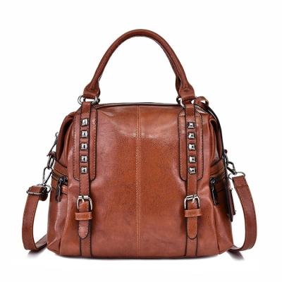 China 2019 Fashion High Quality PU Leather Handbag Wholesale, Custom Lady Rivet Handbag, Women Tote Bags Handbag for sale