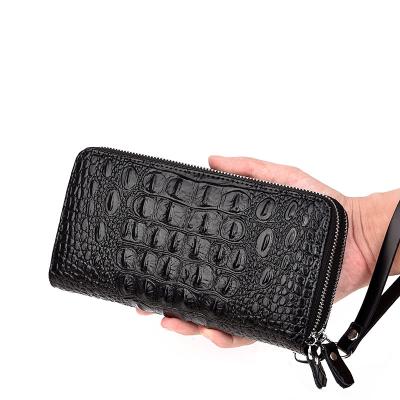 China Fashionable Men's Purse Large Capacity PU Leather Wallet Men's Promotional High Quality Alligator Zipper Wallet for sale