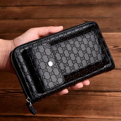 China Wholesale High Quality PU Alligator Wallets Zipper Men Mobile Phone Business Large Capacity Clutch Leather Wallet for Men for sale