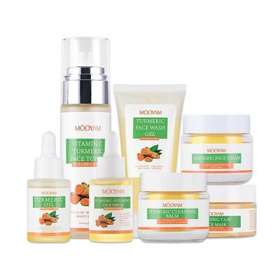 China Organic Face Skin Care Set Anti Acne Whitening Turmeric Root Cream Face Care Private Label Skin Care for sale