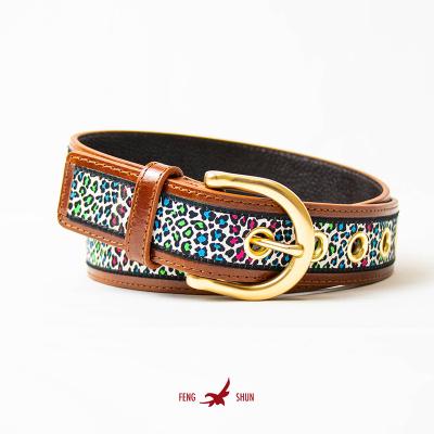 China Genuine Metal Pin Buckle Belt Women 2022 Top Fashion Luxury Leather Belt Women Polyester Leopard Woven Sexy Belt Ladies for sale