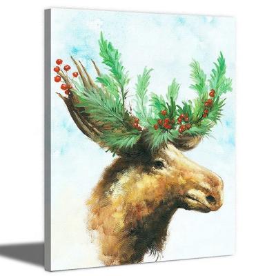 China Modern Deer Prints Painting Canvas Wall Art Merry Christmas Pictures for sale