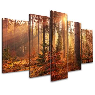 China Modern Wall Art Paintings Autumn Forest Trees Pictures Giclee Canvas Prints Landscape Artwork For Living Room for sale