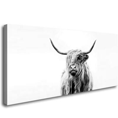 China Modern Animal Farm Animal Farm Cow Artwork Mountains Wall Art Canvas Painting Picture for sale