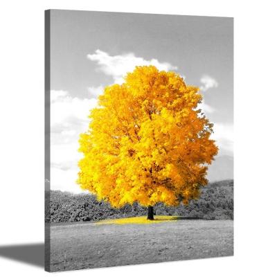 China Modern Nature Artwork Yellow Tree View Landscape Picture Canvas Print Wall Art Painting for sale