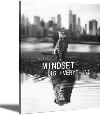 China The Modern Mindset Is Everything Wall Art Pictures Cat Canvas Painting Inspired Motivational Artwork for sale