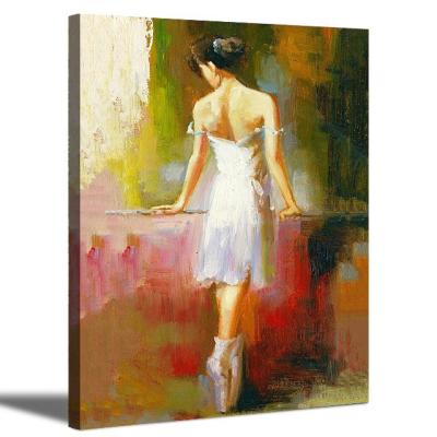 China Modern White Skirt Dancer Pictures Print Framed Lady Canvas Painting Giclee Wall Art for sale